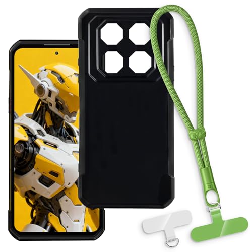 OAGELIM 2-in-1�ی�P�[�X�ƃ��X�g�X�g���b�v Oukitel WP60 �Ƃ̌݊������� ���O���\�ȃ��j���[�h�t���d�b�J�o�[�A����~�ߕ����h�~�O���b�v�n���h�� (�u���b�N + �O���[��)
