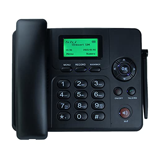 KUMIAO Quadband GSM desk Telephone with SIM Card Slot - Home Telephone in Black, Caller ID, Clear Voice, Radio Function - Wireless SIM Card GSM Classic desk