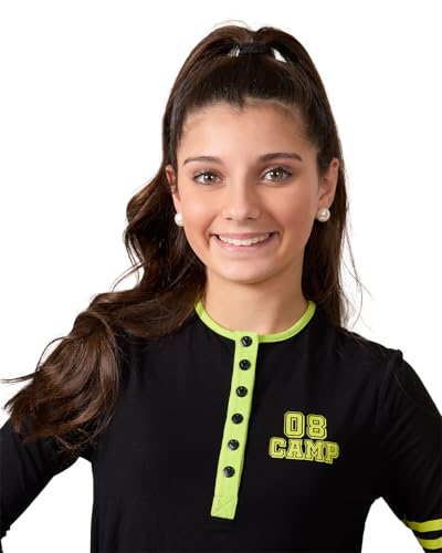 MeMoi Girls Snap-Front Varsity Long Sleeve T-Shirt Black S3