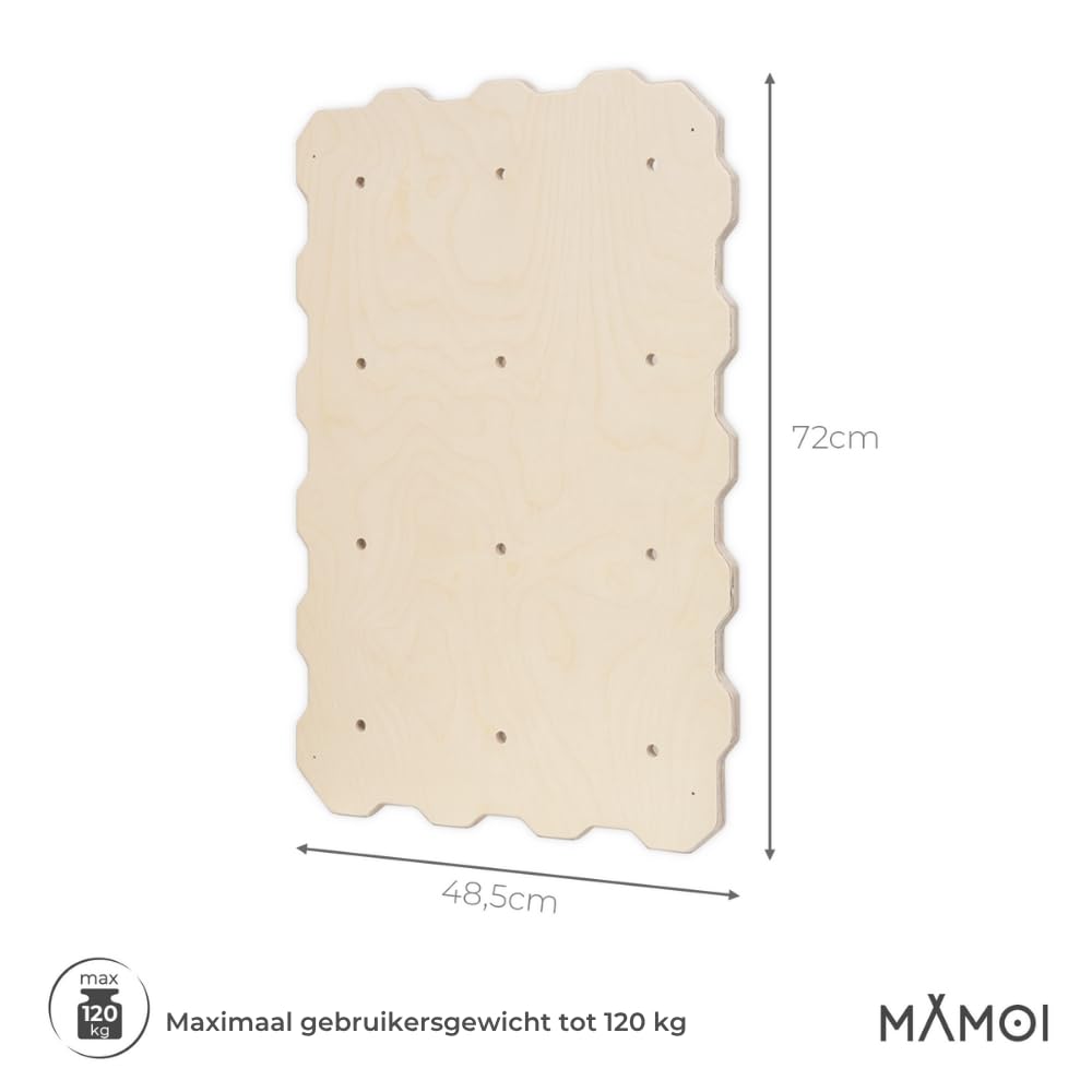 MAMOI® Muro de Escalada para niños | Muro de Escalada para habitación de Madera Natural o Madera de Yarn | Pared de Escalada sostenible | Muro de Escalada para niños con Asas | 100% Eco