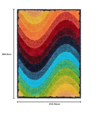 Image of Modern Soft 3D Shaggy Fur Rectangular Carpets for Living Room Thick Fluffy Rugs for Bedroom,7X10 Feet,Multi Color