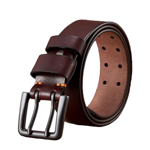 Men’S 4.3Cm Thick Genuine Leather Double Pin Buckle Fashion Luxury Designer Belt Solid Strap For Everyday Wear With Jeans