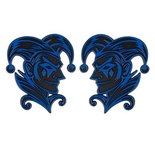 Image of Joker Emblem 3D Jester Badge - Custom Car Decal Sticker for Car, Truck, SUV - Durable Exterior Trunk, Hood, Fender (Set of 2) (Blue)