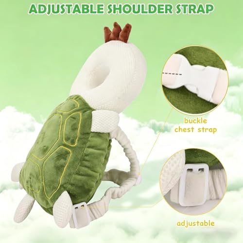 Image of Baby Head Protector Backpack, Soft Breathable Safety Cushion for Walking and Crawling, Unisex Toddler, (Green)