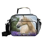 Yopersonalizes Bolsa de almuerzo para niños, niñas, adolescentes, flor de caballo, lavanda, aislada, lonchera térmica para adultos, bolsa de almuerzo para mujeres, hombres, trabajo, escuela