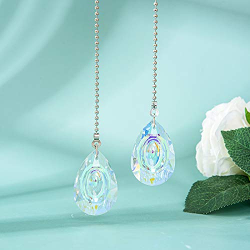 Image of 2 PCS Crystal AB Coating Ceiling Fan Pull Chain Extender Prisms Drop Gifts
