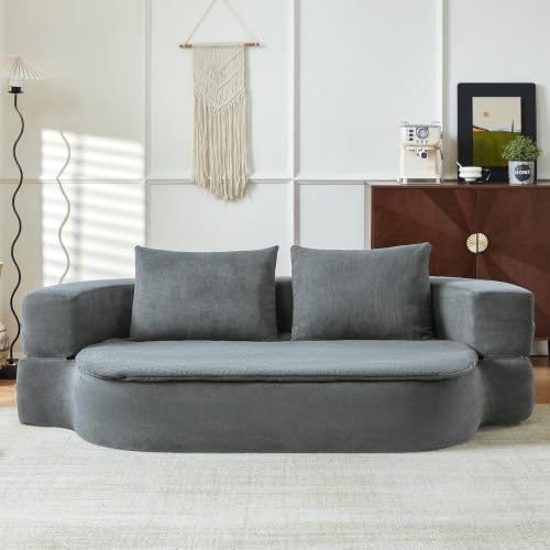 Image of 79 inch Convertible Futon Sofa Bed Mattress, Sleeper Boneless Futon Sofa,Grey