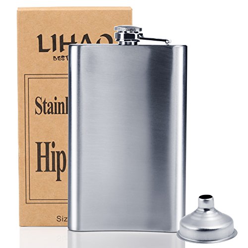LIHAO スキットル ステンレス製 漏斗付き 280ml/10oz ウイス