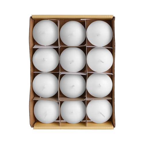 Lot 12 Bougies Flottantes Blanc Non parfumé 4.6x3cm, Bougie Décorative Durée 4 Heures