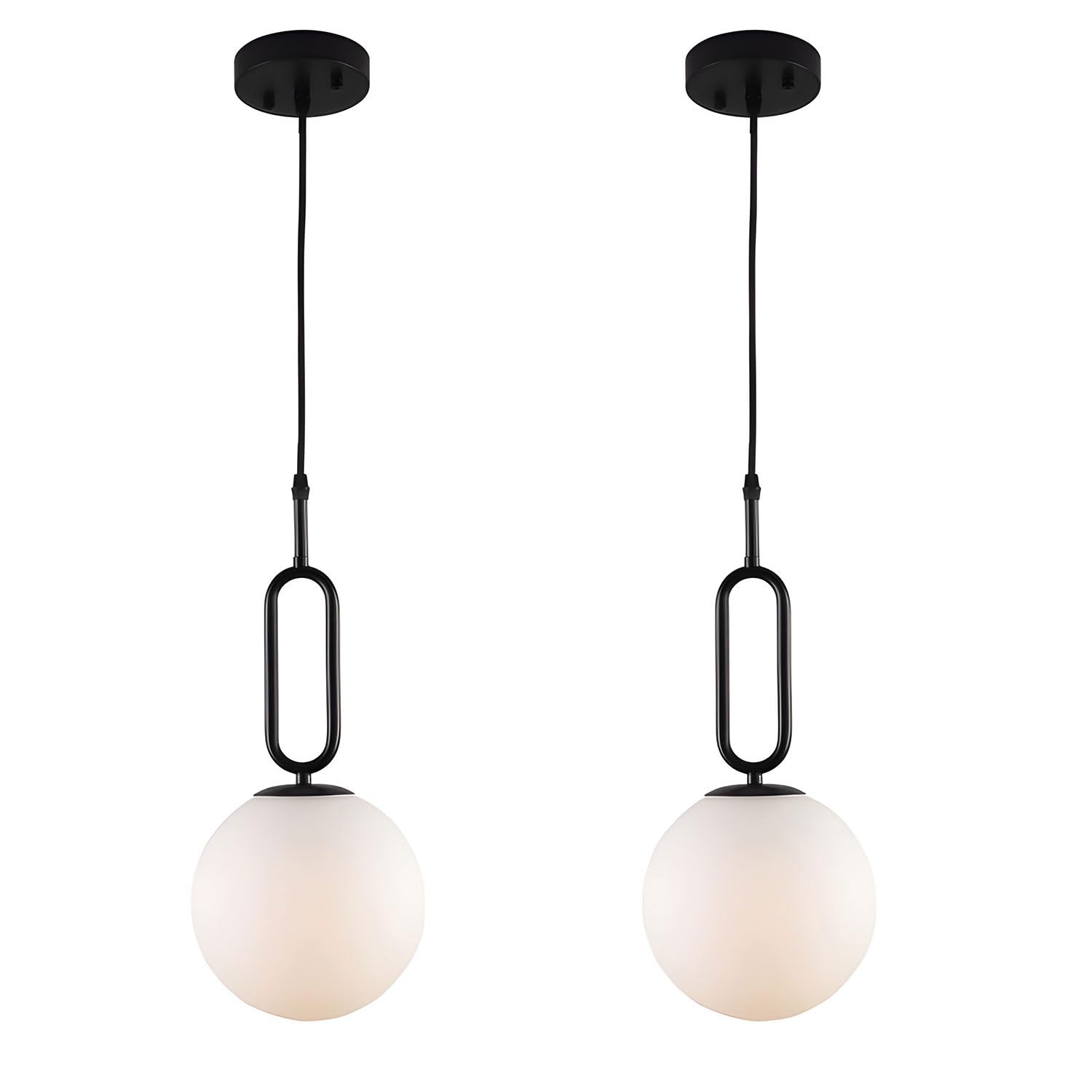 FZQSXAZU Chandelier Modern Globe Pendant ht Milky White Glass Shade 2 Pack Adjustable Rods Hanging Ceiling hting Fixture for Kitchen Island Living Room Dining