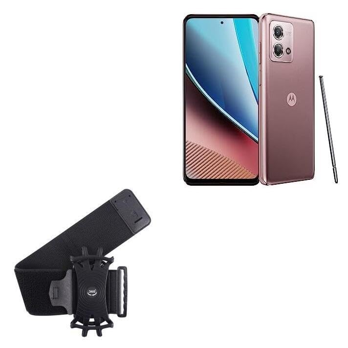 BoxWave Holster Compatible with Motorola Moto G Stylus (2023) - ActiveStretch Sport Armband, Adjustable Armband for Workout and Running - Jet Black