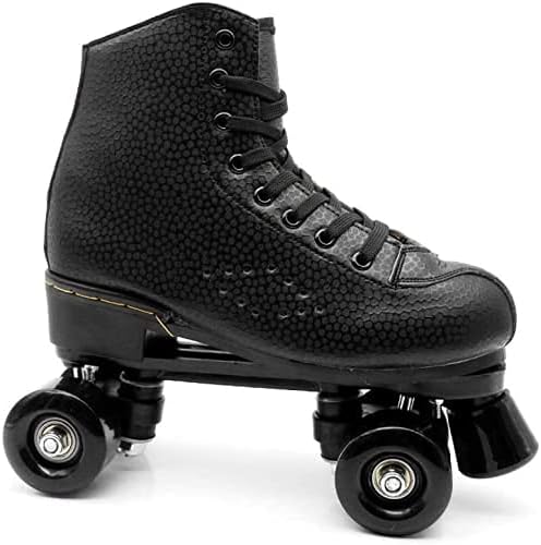 Unisex Roller Skates Double Row Four Shiny Wheels Rubber and PU Leather Classic Adjustable High-top Roller Skates Shoes for Indoor and Outdoor - 4