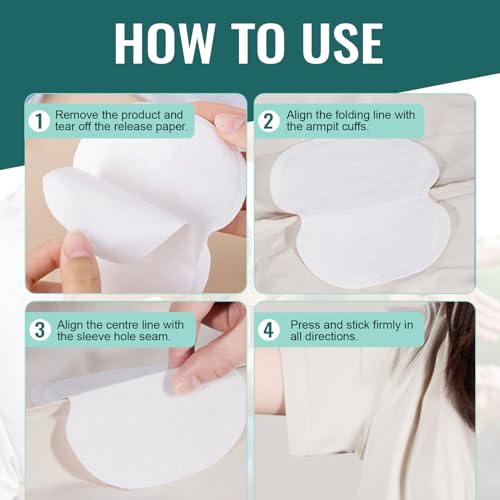 Huakaile 100 Pcs Underarm Sweat Pads, Lightweight Armpit Sweat Pads for Women Men Cloth Dresses, Absorbent Under Arm Sweating Guards Protection Shields Self-adhesive Non Visible - Image 3