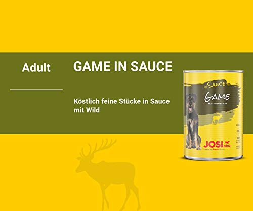 JosiDog Game in Sauce (12 x 415 g) | Nassfutter in Sauce mit Wild| für ausgewachsene Hunde | Hundefutter | powered by JOSERA