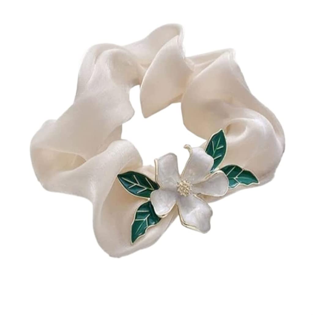 Coleteros Pelo Mujer Gomas 5 Uds. De Gomas Para El Pelo Con Flores, Bandas Elásticas Para, Lazos Para Hechos A Mano, Soporte Para Cola Caballo Scrunchies Accesorios(White)
