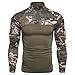 T-shirt tactique pour homme 1/4 Zip Airsoft Chemise militaire Camouflage Chemises T-shirt de combat en plein air à manches longues Slim Fit Casual Col montant Coton Automne Jeunesse T-shirt tactique