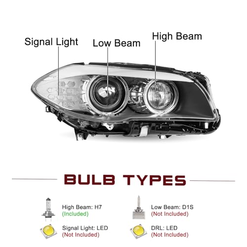 JSBOYAT HID/Xenon w/AFS Type Fit for 2011-2013 BMW 5 Series F10 F18 528i 535i 550i M5 Headlight Assembly Replacement OE Style Projector Factory Headlamp Right Passenger Side - Image 3