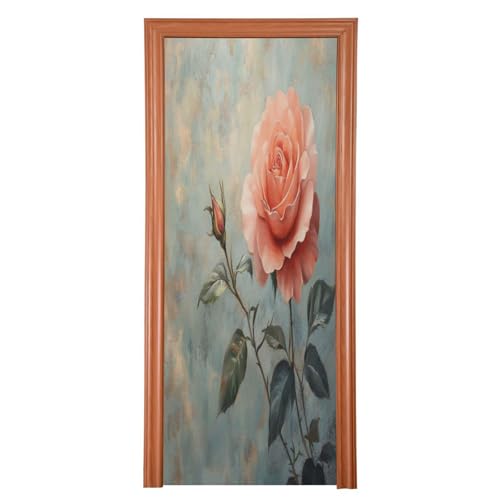 FLildon Valentines Retro Rose Door Cover Decoration, Party Accessory Porch Decor for Festive Ornament Room Door Covers 32 x 79 Inch