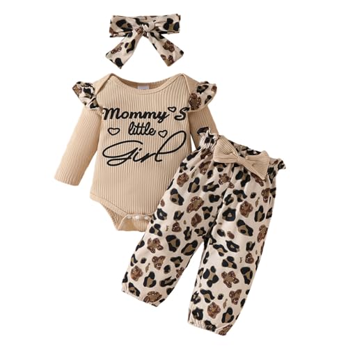 WYTbaby Baby Mädchen Kleidung Langarm Strampler Rüschen Tops Elastische Hosen Sets für Neugeborene Baby Mädchen 3-6 Monate