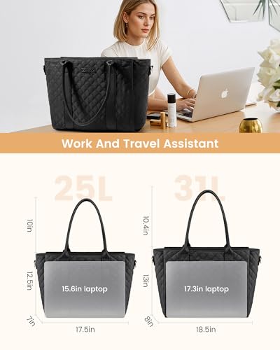 LOVEVOOK Teacher Tote Bag for Women, Quilted Work Tote Nurse Laptop Bag, Large Computer Shoulder Bags with Zipper for Travel3