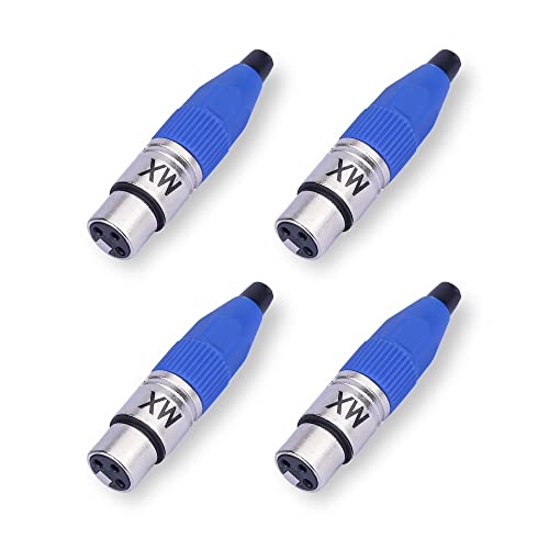 Image of MX 3 Pin XLR Microphone pin Pure Copper Nickel Plated Pins1 for High Conductivity microphone (3-pin microphone Female connector, Pack of 4, Female Connector)