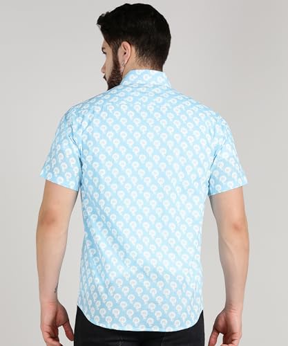 Image of BLOCKS OF INDIA Cotton Hand Block Print Half Sleeves Summer Shirt for Men