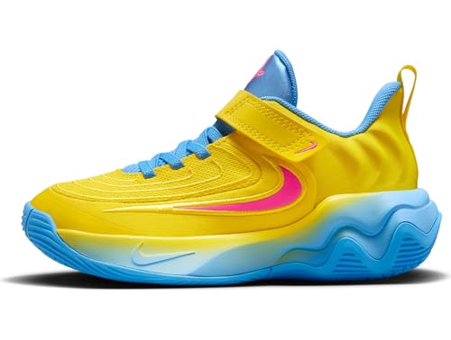 Nike Unisex Kid's Giannis Immortality 4 Basketballschuh für Jüngere Kinder Basketball Shoe, Lightening Hyper Pink University Blue, 8.5 UK Child