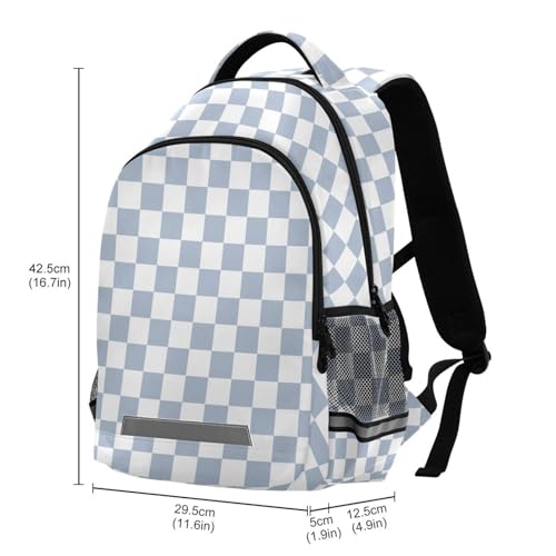 Light Blue White Checkerboard Backpack for Boys Girls Kids Elementary Bookbag School Bag Students Daypack Travel Rucksack3