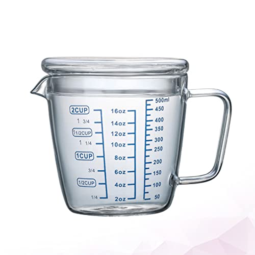 Glass Measuring Cup With Handles Lid Round Graduated Measuring Cups Milk Coffee Cuo Baking Tool For Coffee Powder Ingredient 500Ml #TOP7