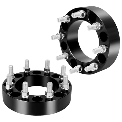 YIZBAP 8x6.5 to 8x170 Wheel Adapters for F250 F350 Wheels on Silverado Vehicle, 1.5 inch 8x165.1mm to 8x170mm Wheel Adapter 126.15mm Hub Bore with M14x1.5 Studs