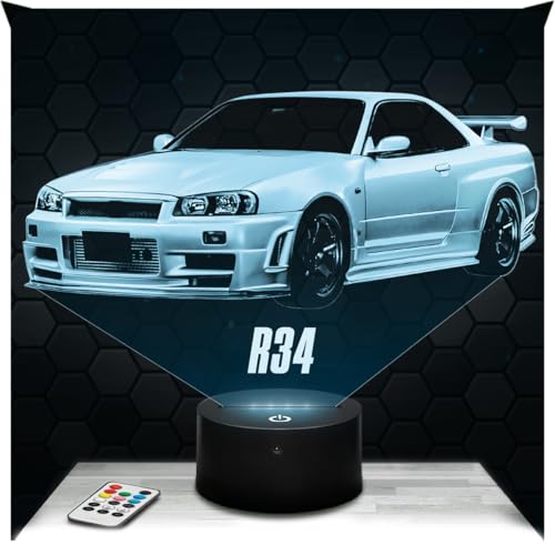 Veilleuse voiture Skyline GTR R34 lampe 3D LED couleur