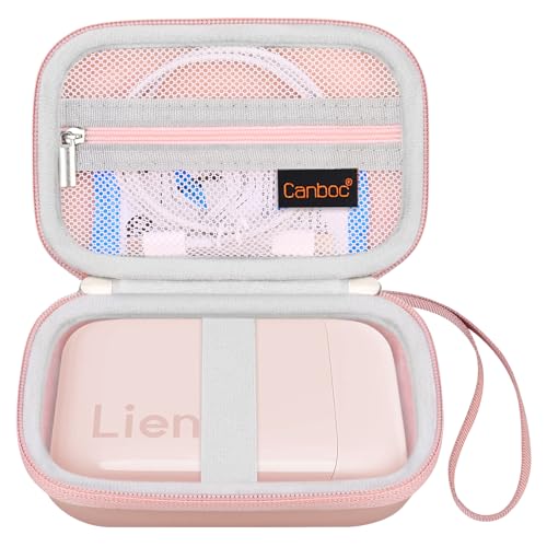 Canboc Hard Case for Liene 2x3” Photo Printer, Mini Instant Portable Instant Printer Box, Zipper Mesh Bag fits Photo Paper, Cable, Rose Gold(CASE ONLY)