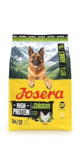 JOSERA Adult High Protein Huhn (1 x 3 kg) | Premium Trockenfutter für ausgewachsene & sportliche (Zucht-) Hunde | Huhn & Lachsöl | glutenfrei & proteinreich | L-Carnitin & Taurin | 1er Pack