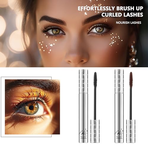FEXPDL Waterproof Mascara Brown & Black 2 PCS Brown Mascara Waterproof Mascara Telescopic Natural Lashes Mascaras, Eye Make-up Hard Wearing Non-smudged, Non-caking, Lasts all day long. - Image 3