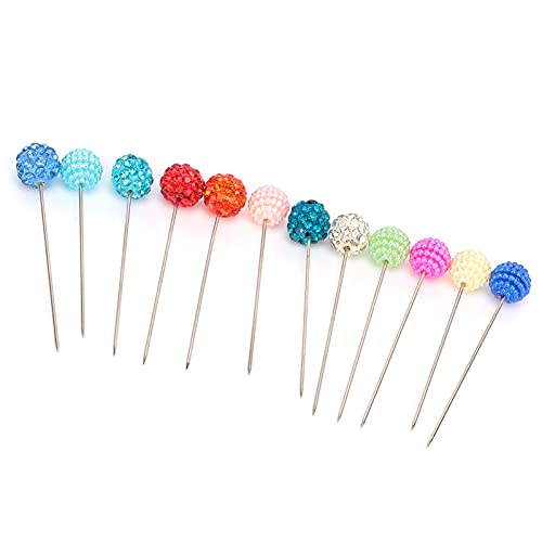 Multicolor Sewing Pins Straight Quilting Pearl Head Pins, Round Head Pin Head Making Corsage for DIY for Christmas and Other Crafts Making(12pcs)