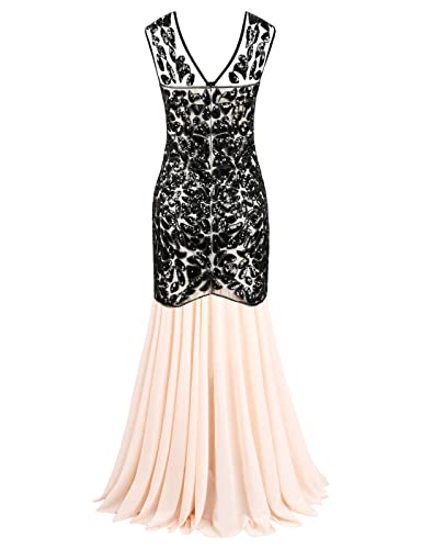 Image of PrettyGuide Women 's 1920s Black Sequin Gatsby Maxi Long Evening Prom Dress
