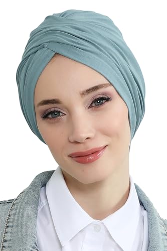 Aisha's Design Instant Turban Plain Cotton Scarf Head Wrap Lightweight Hat Bonnet Cap for Women