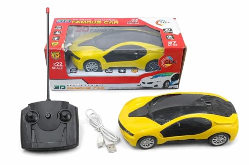 Image of Rechargeable 3D Famous Racing Remote Control Car with Lights & Music, High Speed Rechargeable RC Car with Charging Cable, Remote Requires 2 AA Batteries (Not Included), Toy Car for Kids Boys Girls