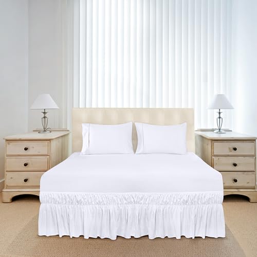 Utopia Bedding Queen Elastic Bed Ruffle - Easy Wrap Around Ruffle - Microfiber Bed Skirt With Adjustable Elastic Belt 16 Inch Tailored Drop thumb #3
