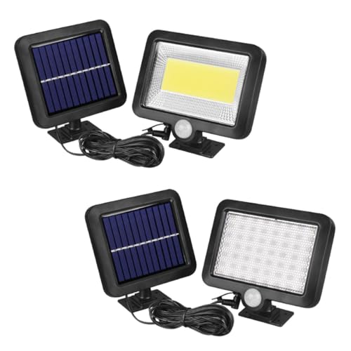 BIUDECO Lámpara Solar de Pared Dividida 56 LED Cob Sensor de Movimiento Integrado Ip65 Cable Extensible de 5 M Luz Exterior para Jardín Patio y Garaje