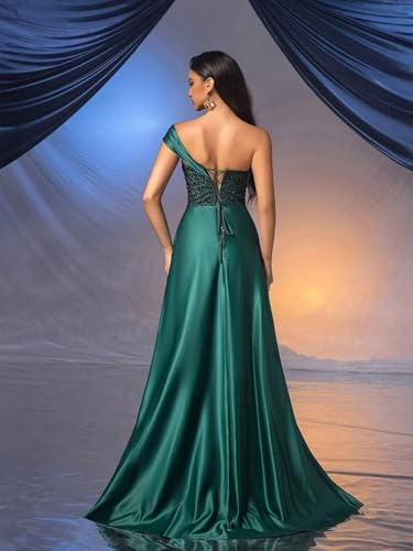 One Shoulder Sequin Prom Dresses Long for Women 2025 Mermaid Evening Dress Corset Formal Party Ball Gown with Slit3
