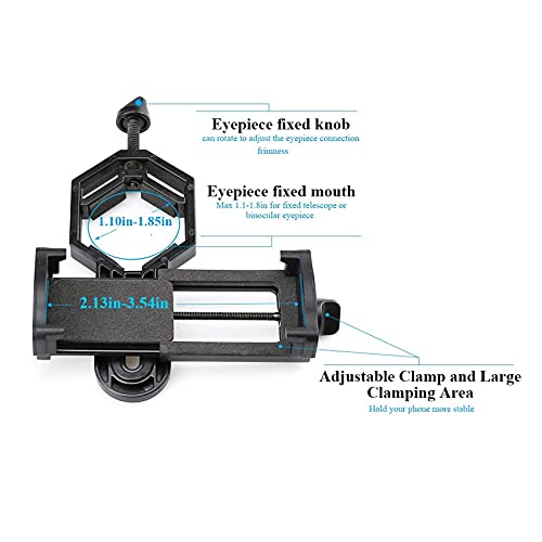 Universal Telescope Cell Phone Adapter Mount,for Microscope, Telescope, and Binocular, Monocular, Night Vision Spotting Scope Fits Almost All Smartphone on The Market