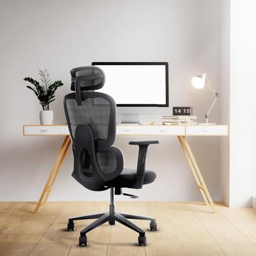 Frido AeroMesh Ergo Chair | Adjustable Armrests & Headrest | Lumbar Support | Breathable Mesh Back Fabric | Customizable Seat Depth & Height | Office Chair for Work & Study |120 kg Capacity | Black Frido AeroMesh Ergo Chair | Adjustable Armrests & Headrest | Lumbar Support | Breathable Mesh Back Fabric | Customizable Seat Depth & Height | Office Chair for Work & Study |120 kg Capacity | Black