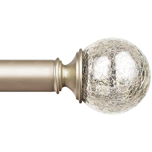 Kamanina Bundle Of 36-72 Inches (3-6 Feet) Curtain Rod And Matched Screws, Crackle Glass Finials, Champagne Gold #TOP1