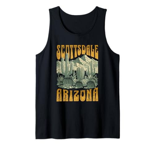 Familia de fuentes Scottsdale Arizona Cactus Retro Matching Camiseta sin Mangas