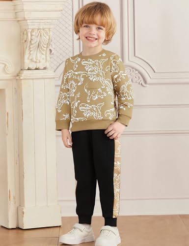 Image of Toddler Boys Dinosaur Sweatshirt and Jogger Pants Outfit Set, Ages 2-10