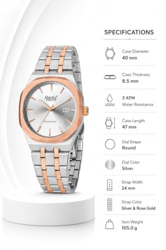 Image of Ajanta Quartz Vertex Dial Stainless Steel Date Display Watch for Men