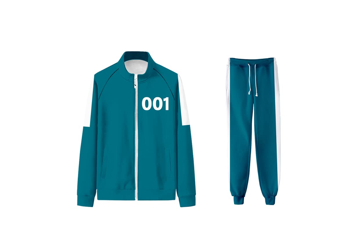 Changyun Squid Game Merch Hoodie Pants Two Piece Set Squid Game Tracksuits (Small, Blue001)