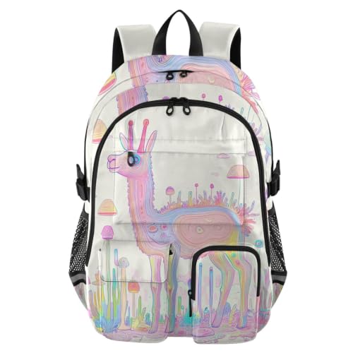 Mochilas escolares de 17.5 pulgadas de alpaca rosa para niñas de 7 a 18 años
