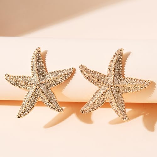 Starfish Earrings Gold Seashell Shell Beach Earrings for Women Beachy Summer Jewelry Outfits for Women Beach Fashion Vacation Essentials3